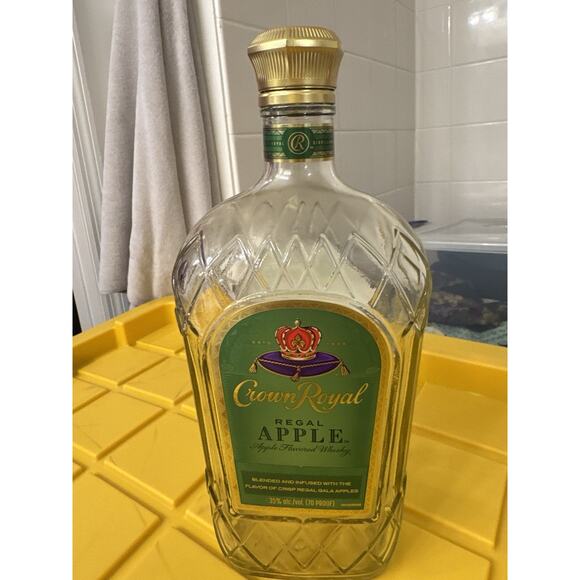 Crown Royal Regal Apple Glass Bottle Only Crafts DIY Green Clear Empty - Picture 1 of 4